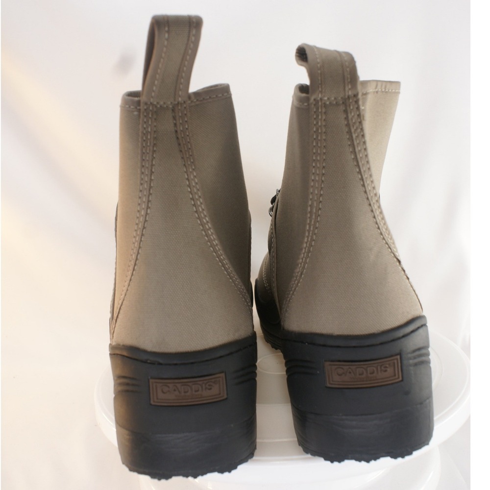 Caddis Wading Shoes Mens Tan Canvas High Top Fishing Boots Black Rubber Sole 10 - Picture 7 of 16